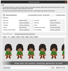Ships with HD random character generator as well!